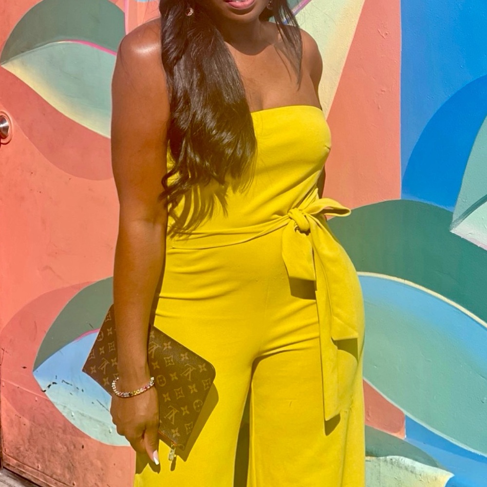 Yellow Strapless Jumpsuit